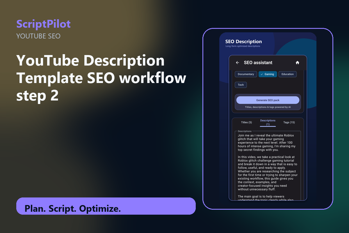 Edited ScriptPilot screenshot for build one clear content promise