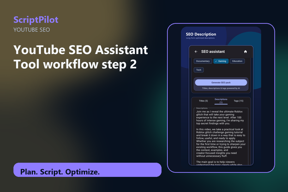 Edited ScriptPilot screenshot for build one clear content promise