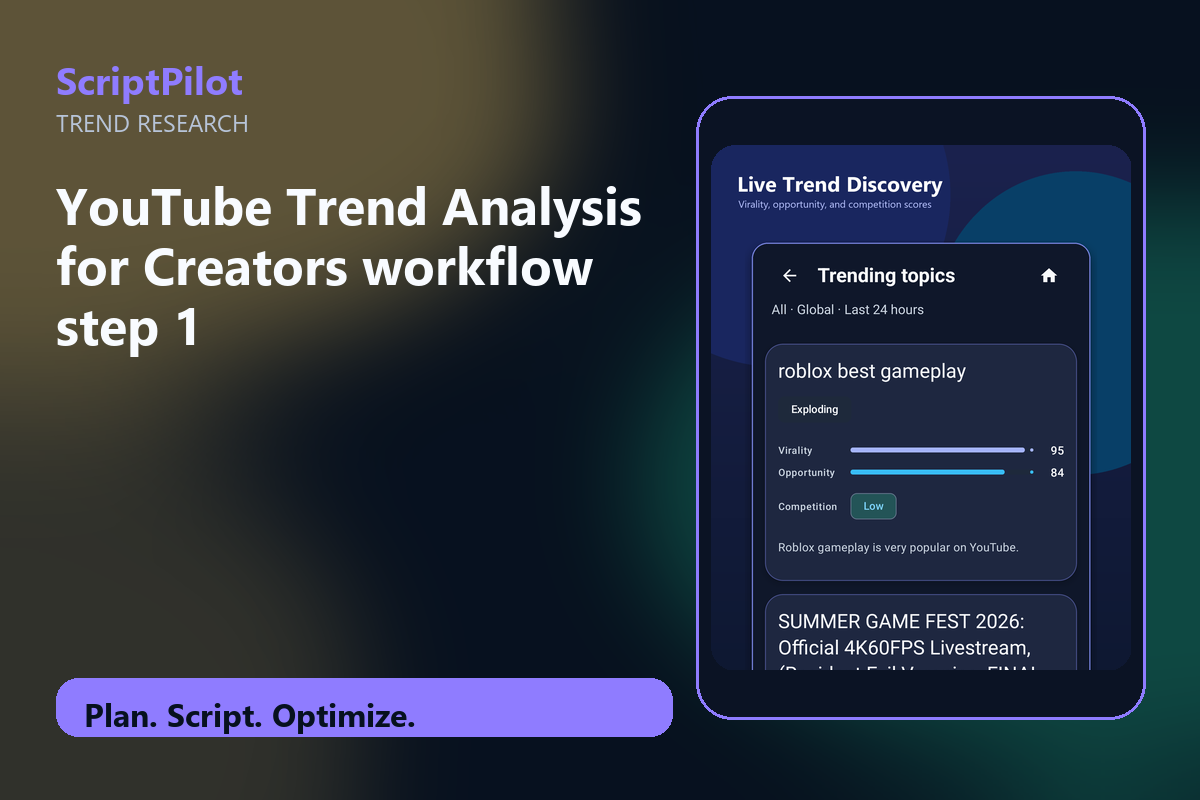 Edited ScriptPilot screenshot for why youtube trend analysis for creators is a strong starting point