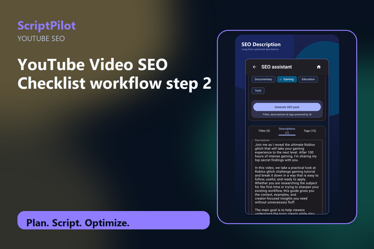 Edited ScriptPilot screenshot for build one clear content promise